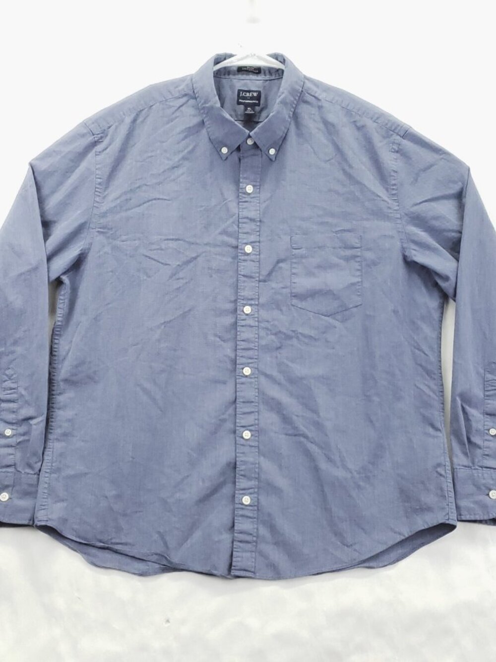 J Crew Performance Shirt Mens XL Blue Long Sleeve Slim Untucked Button-Down